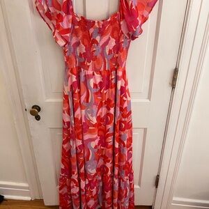 Peach Love California Red and Pink Maxi Dress
